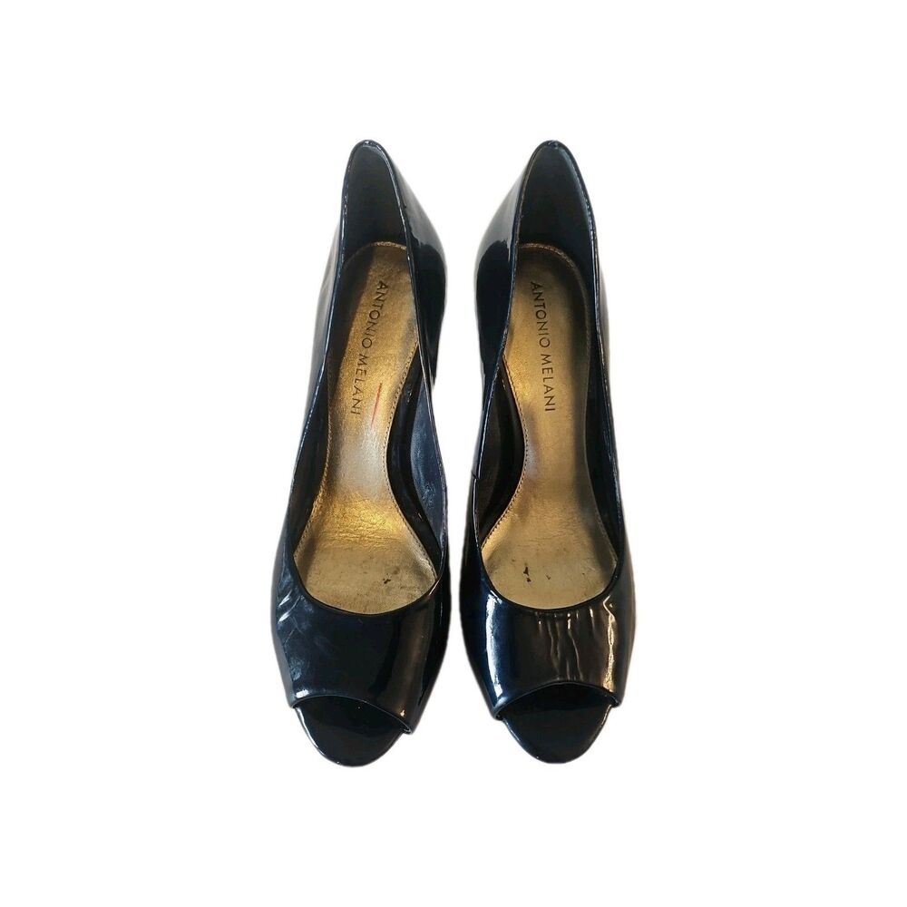 Antonio Melani Black Leather Classic Pumps Size 6.5 - Picture 2 of 6